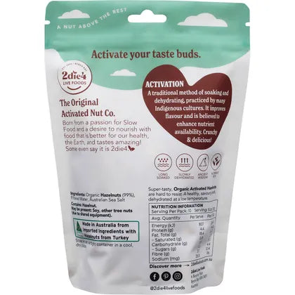 2die4 Live Foods- Organic Activated Hazelnuts-300g