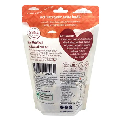 2die4 Live Foods- Organic Activated Korean Chilli & Ginger Cashews-300g