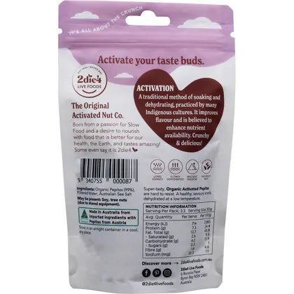 2die4 Live Foods- Organic Activated Pepitas-250g