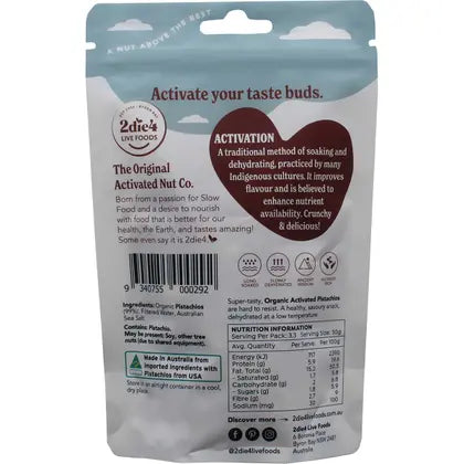 2die4 Live Foods- Organic Activated Pistachios-100g