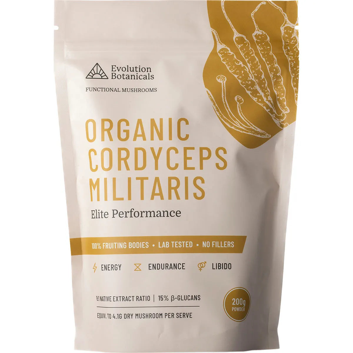 Evolution Botanicals- Organic Cordyceps Militaris Elite Performance-200g