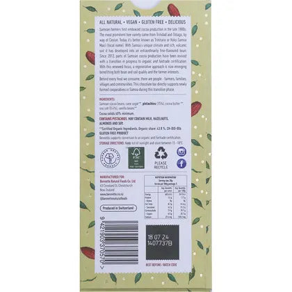 Bennetto- Organic Dark Chocolate Pistachios in Dark-14x100g
