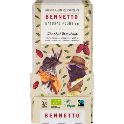 Bennetto- Organic Dark Chocolate Toasted Hazelnut-12x80g