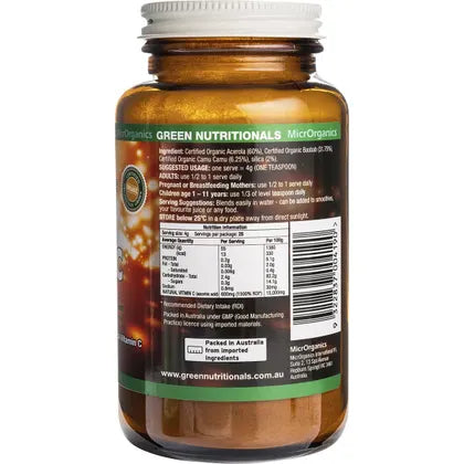 Green Nutritionals- Organic Green Vitamin C Powder 600mg-100g