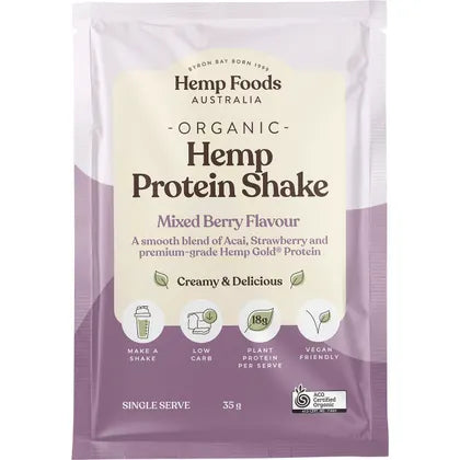 Hemp Foods Australia- Organic Hemp Protein Shake Mixed Berry & Acai-7x35g