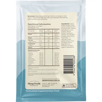 Hemp Foods Australia- Organic Hemp Protein Shake Vanilla-7x35g