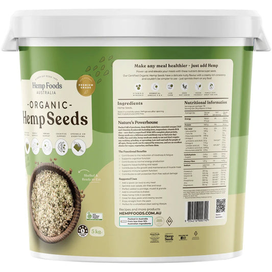 Hemp Foods Australia- Organic Hemp Seeds Hulled-5kg