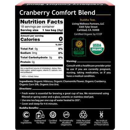 Buddha Teas- Organic Herbal Tea Bags Cranberry Comfort Blend-18pk
