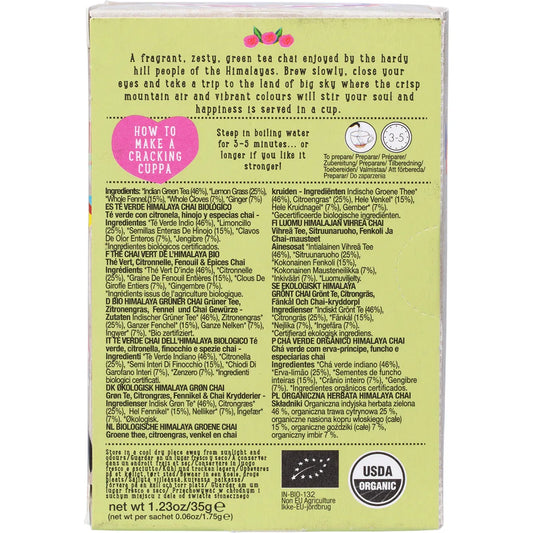 Ministry of Tea- Organic Himalaya Green Chai Tea Bags-20pk