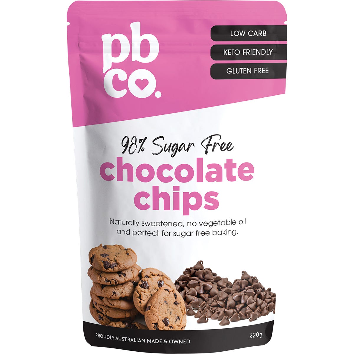 PBco- Chocolate Chips 98% Sugar Free-220g
