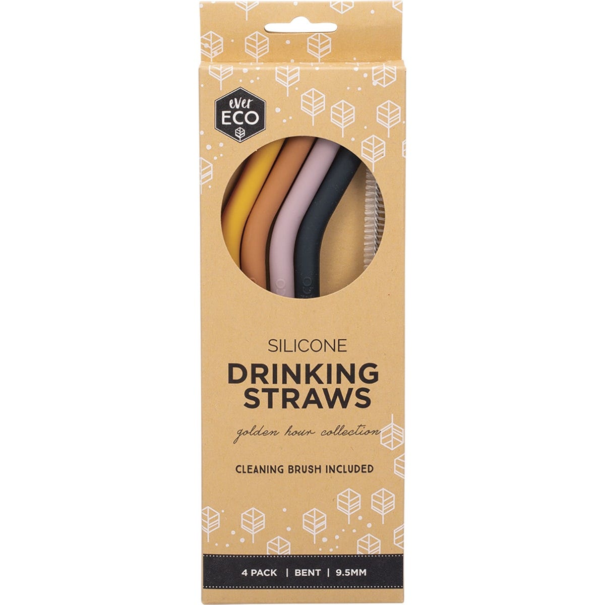 Ever Eco- Silicone Straws Bent Golden Hour Collection-4pk