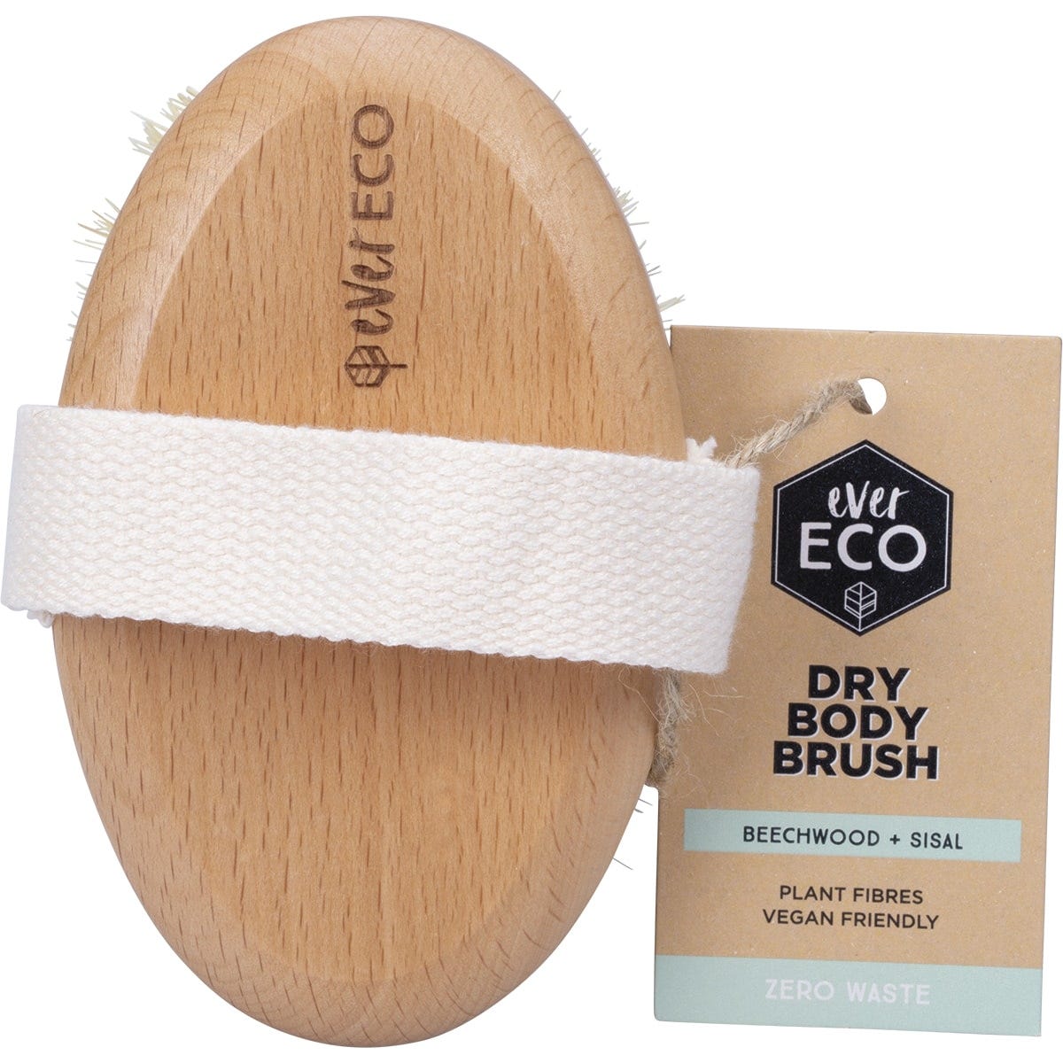 Ever Eco- Dry Body Brush Beech Wood Handle, Sisal Bristles