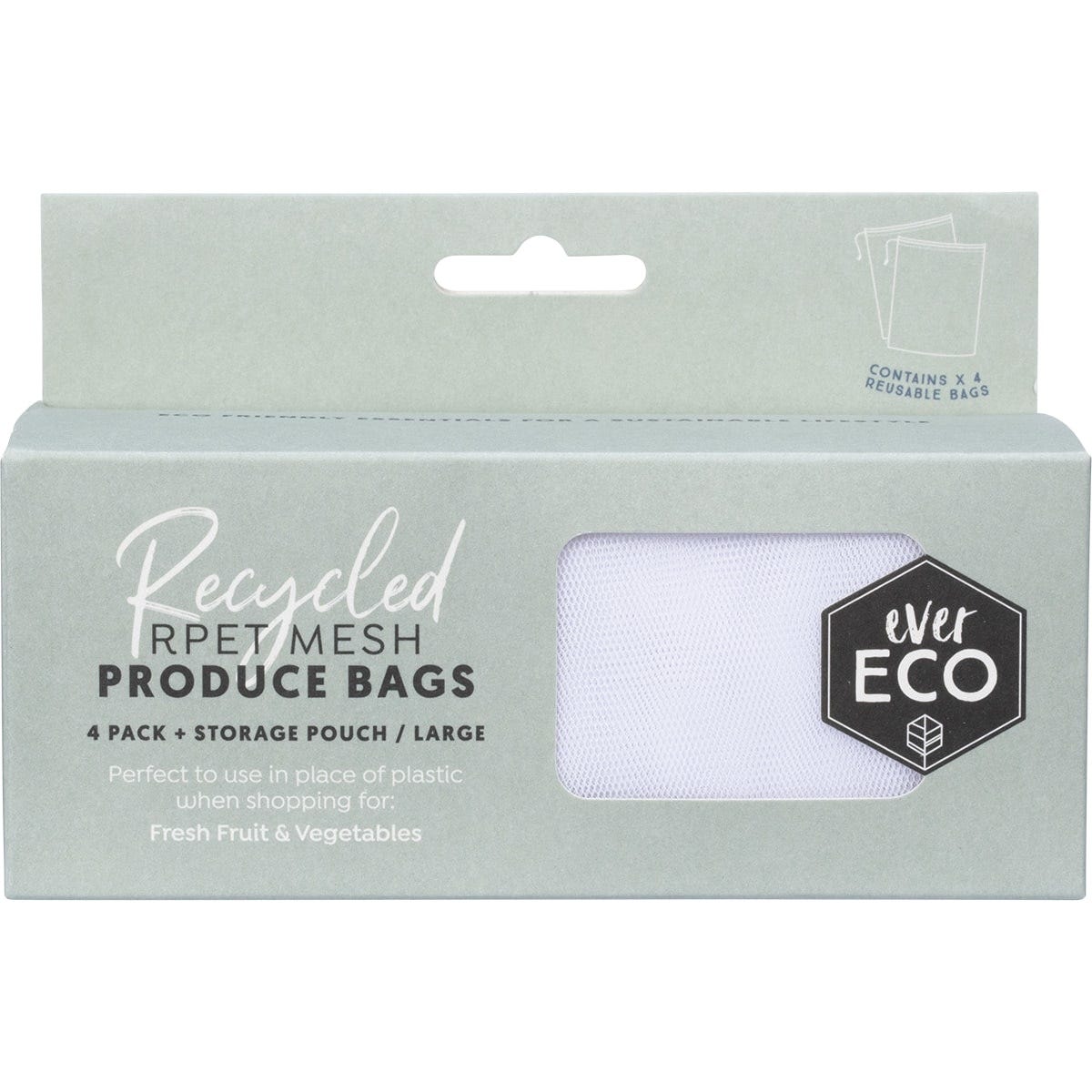 Ever Eco- Reusable Produce Bags Recycled Polyester Mesh-4pk