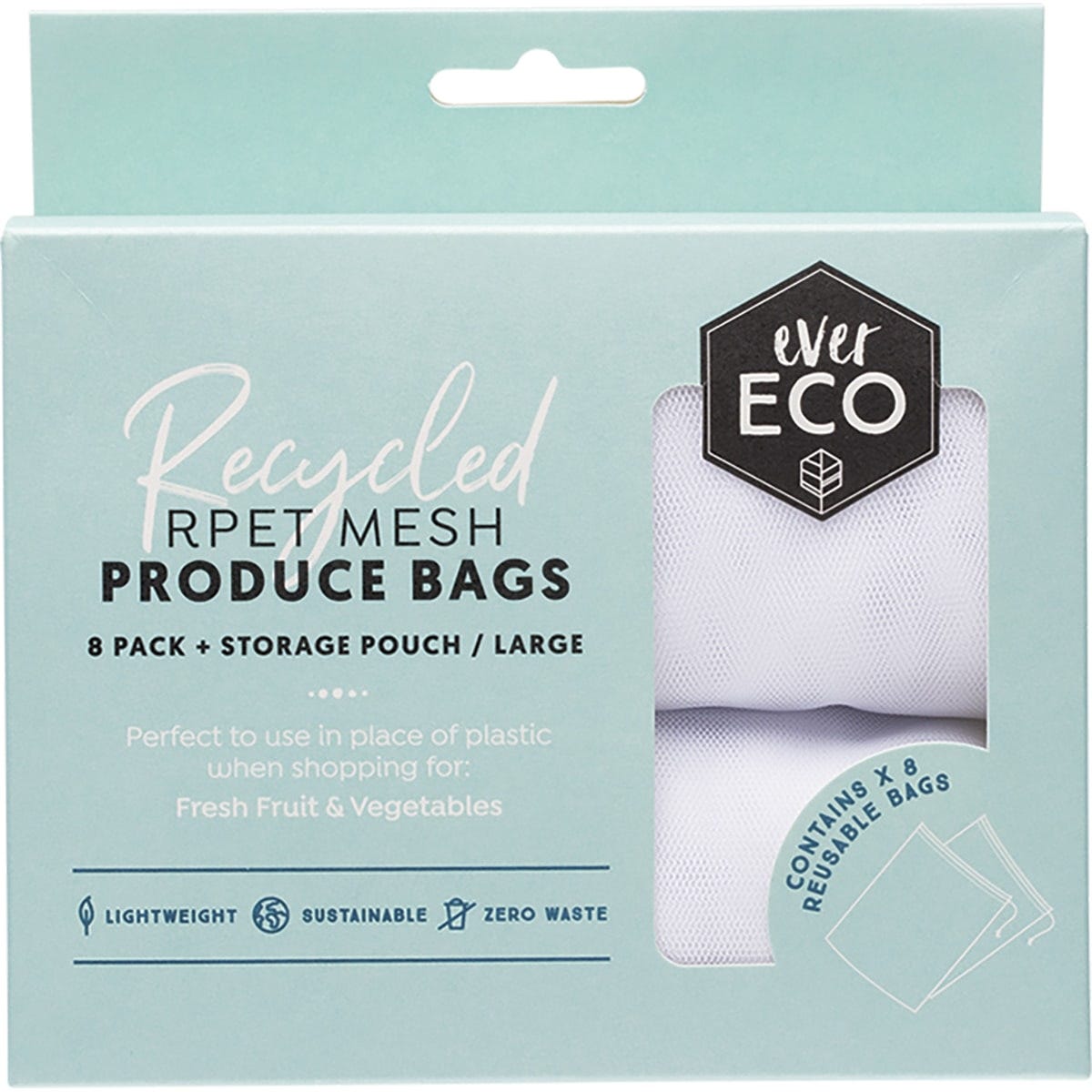 Ever Eco- Reusable Produce Bags Recycled Polyester Mesh-8pk