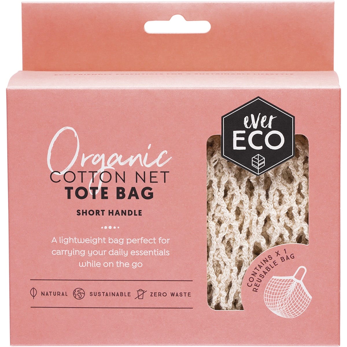 Ever Eco- Tote Bag Short Handle Organic Cotton Net