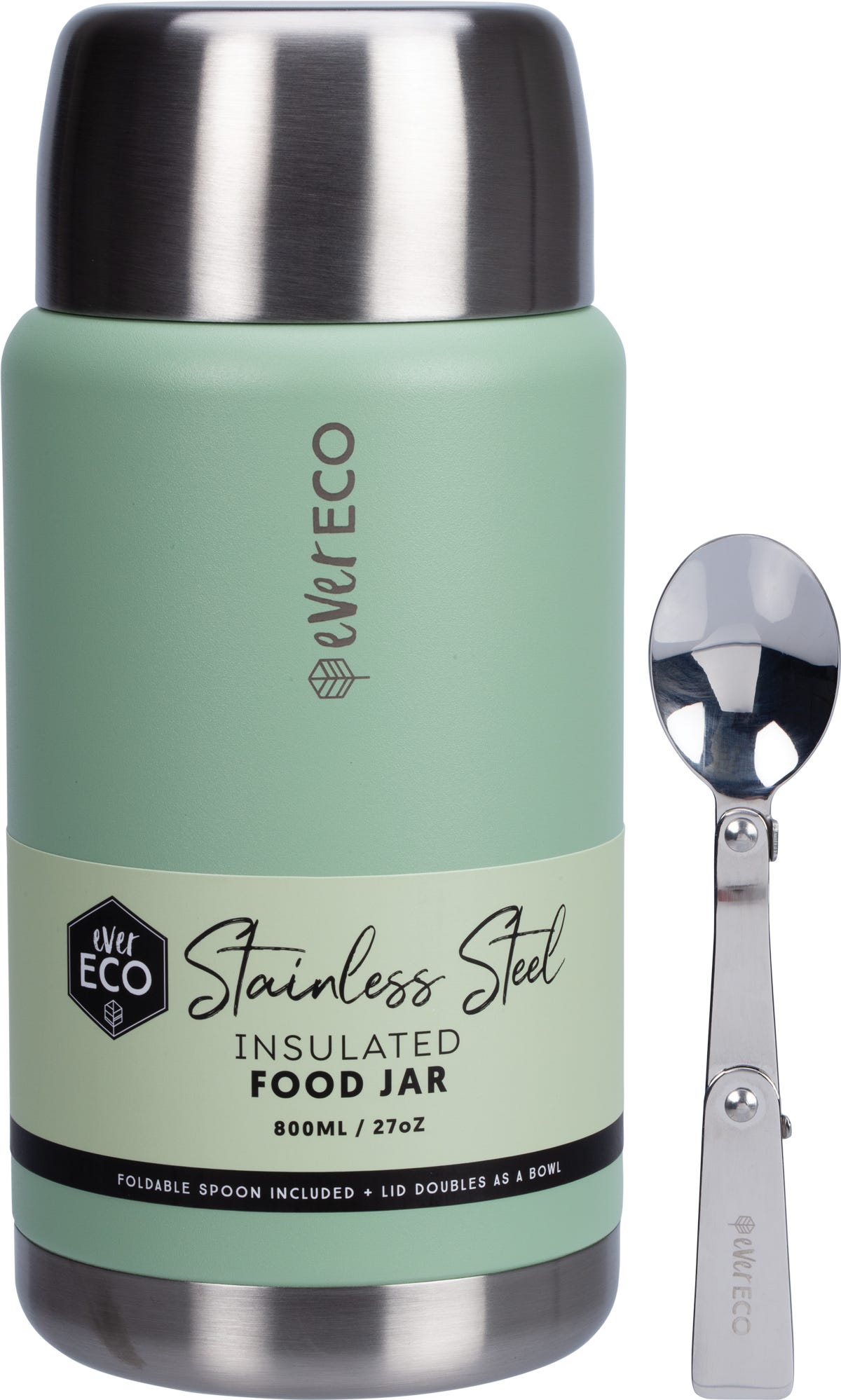 Ever Eco- Insulated Stainless Steel Food Jar Sage-800ml