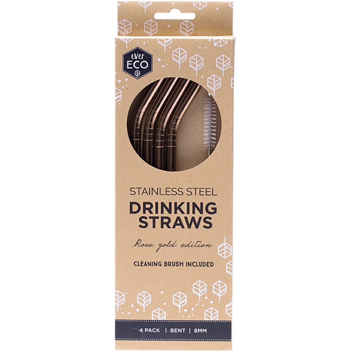 Ever Eco- Stainless Steel Straws Bent Rose Gold-4pk