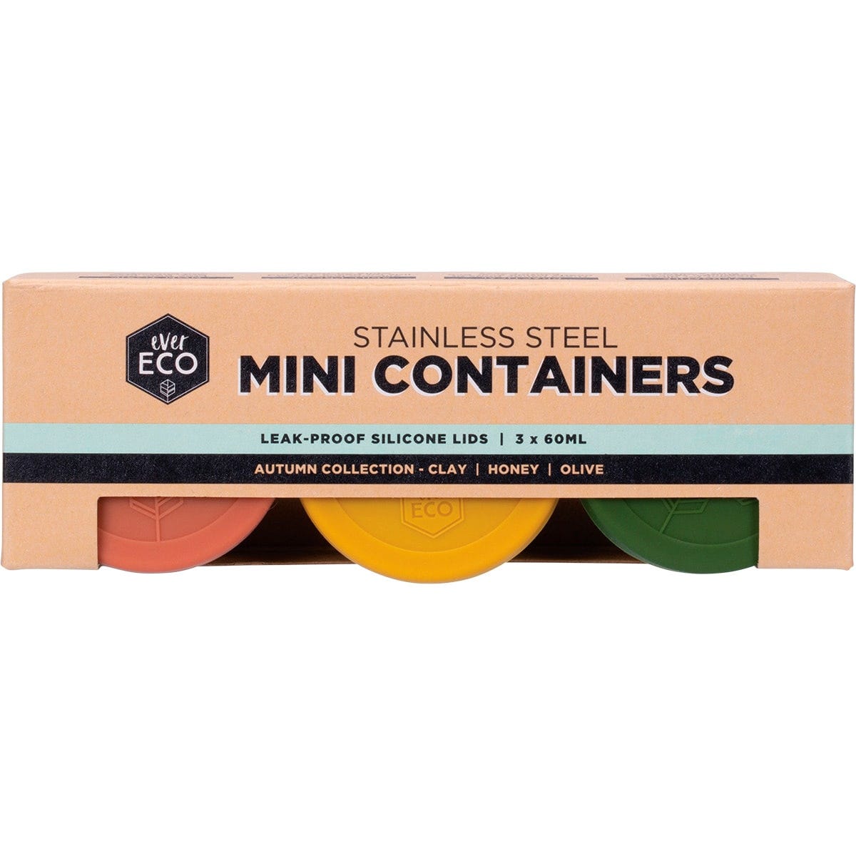 Ever Eco- Stainless Steel Mini Containers Autumn Leak Resistant-3pk