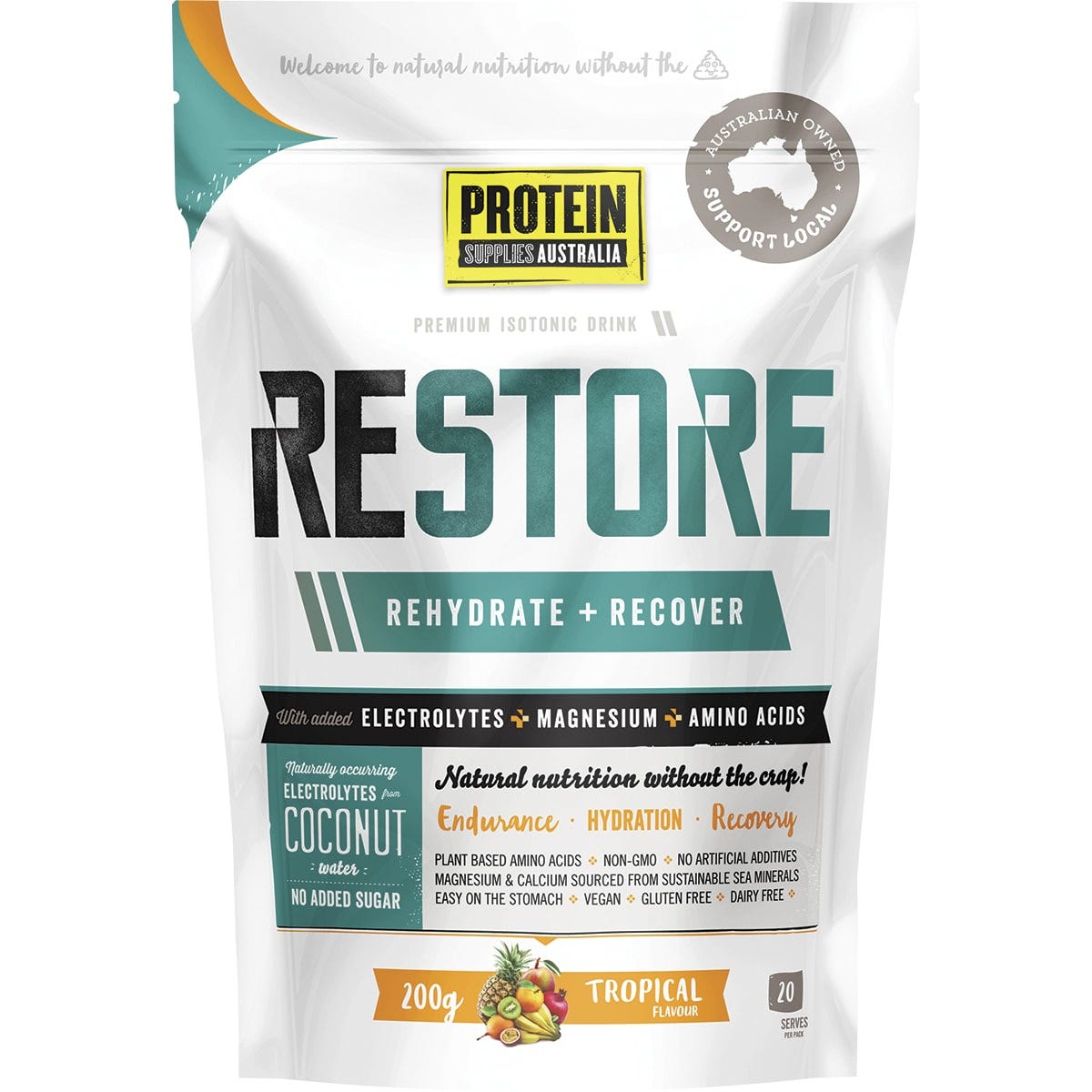 Protein Supplies Australia- Restore Hydration Recovery Drink Tropical-200g