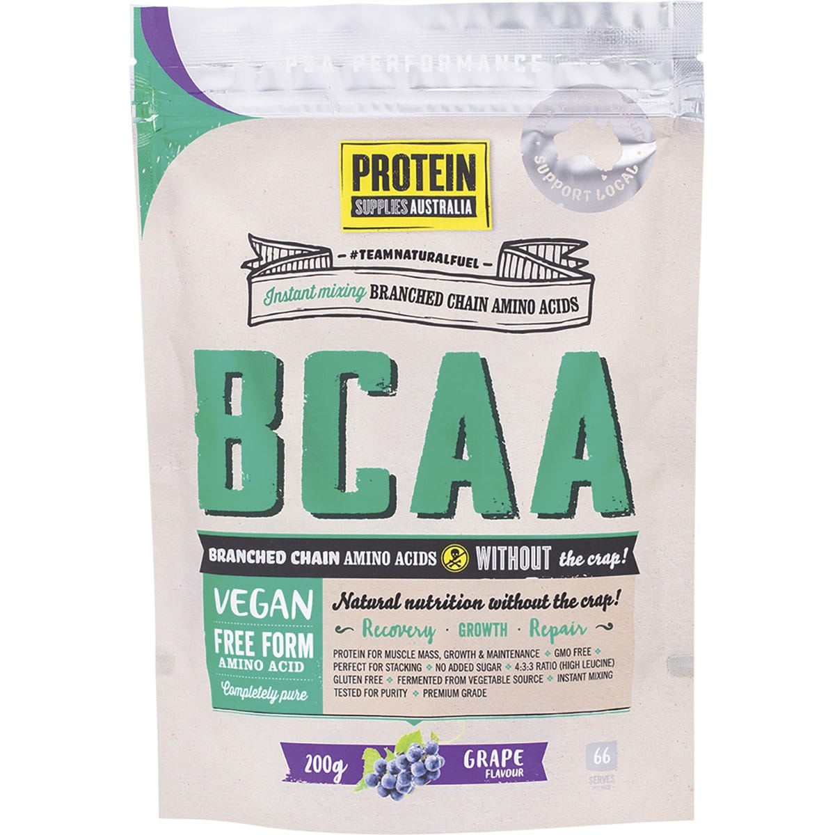 Protein Supplies Australia- Branched Chain Amino Acids Grape-200g