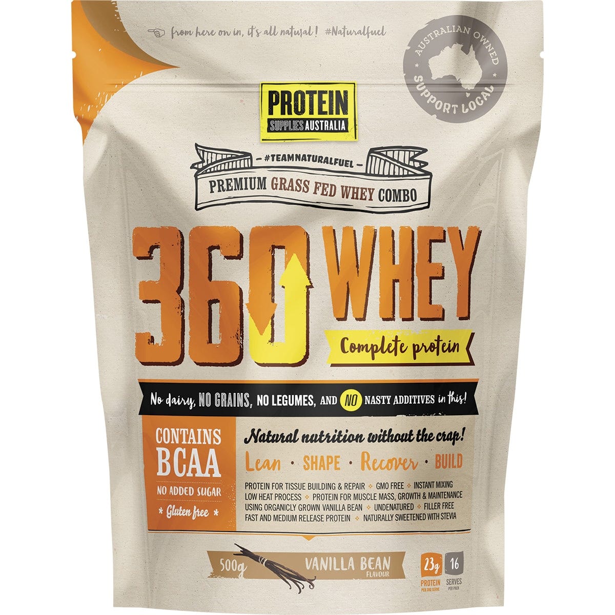 Protein Supplies Australia- 360Whey Vanilla Bean WPI+WPC Combo-500g