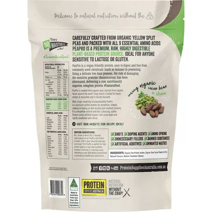 Protein Supplies Australia- PeaPro Raw Pea Protein Chocolate-500g