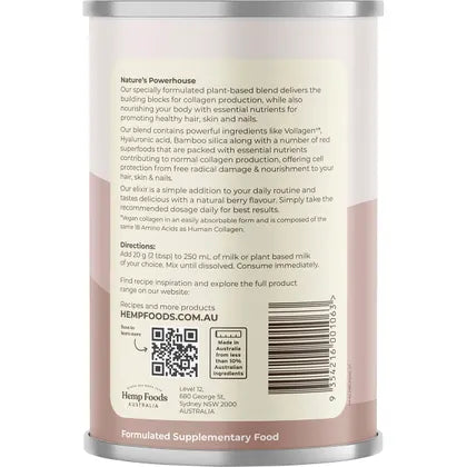 Hemp Foods Australia- Plant-Based Collagen+ Berry-240g