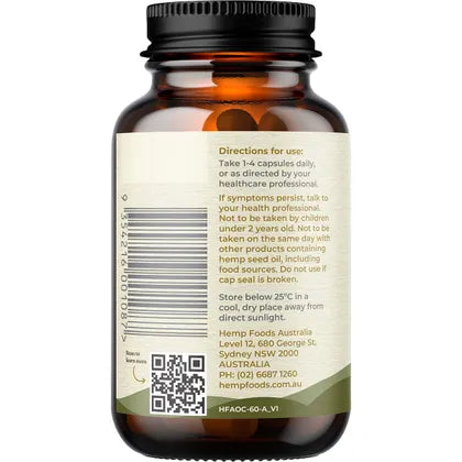 Hemp Foods Australia- Plant-Based Omega with Hemp Gold Seed Oil-60 Caps