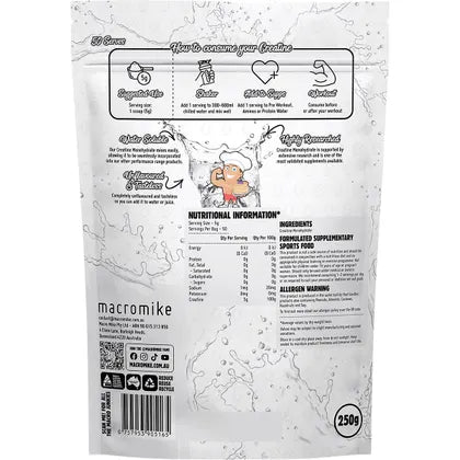 MACRO MIKE- Plant Based Creatine Monohydrate Unflavoured-250g