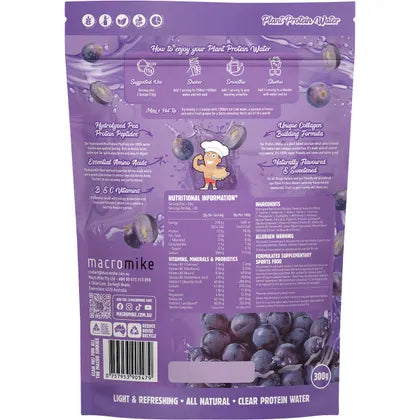 MACRO MIKE- Plant Protein Water Juicy Grape-300g