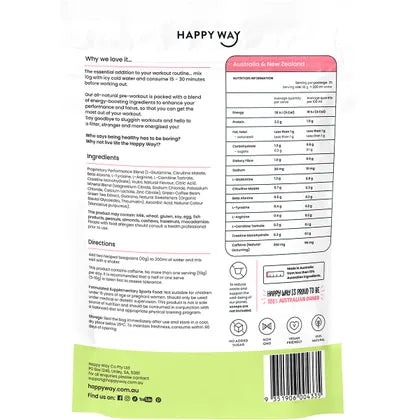 Happy Way- Pre-Workout Powder Strawberry Kiwi-250g