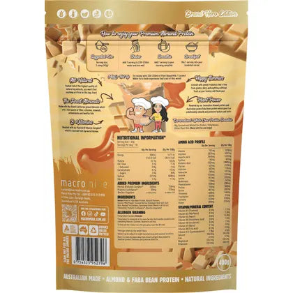 MACRO MIKE- Premium Almond Protein Caramelised White Choc-400g