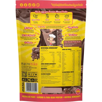 MACRO MIKE- Premium Almond Protein Deluxe Chocolate-400g