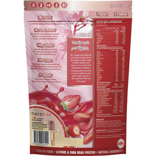 MACRO MIKE- Premium Almond Protein Strawberry Thick Shake-400g