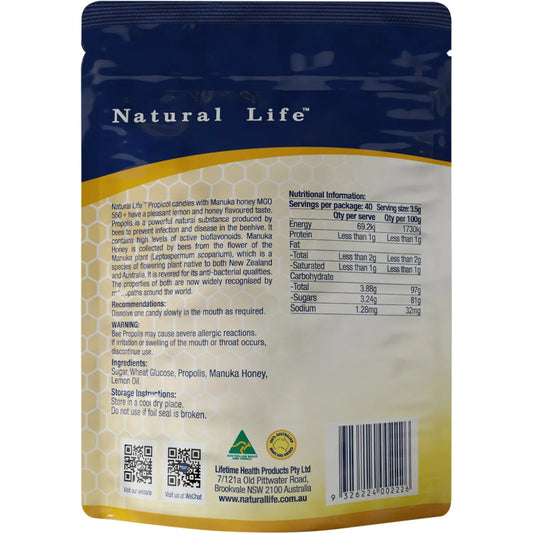 Natural Life- Propicol Propolis & Manuka Honey Candies-40pcs