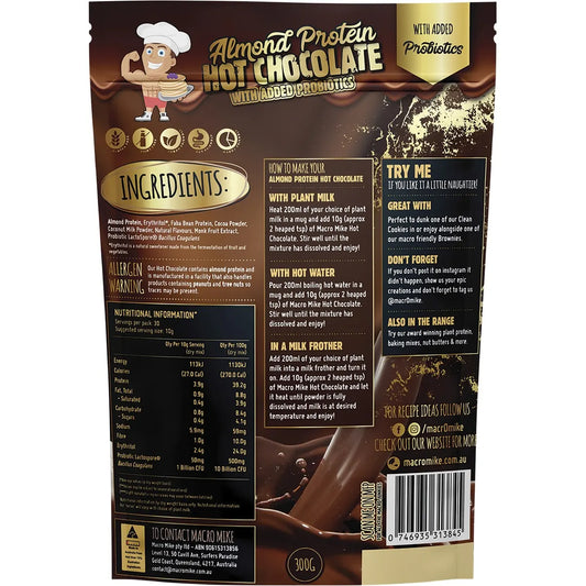 MACRO MIKE- Protein Hot Chocolate Almond with Added Probiotics-300g