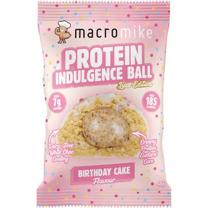MACRO MIKE- Protein Indulgence Ball Birthday Cake-12x40g