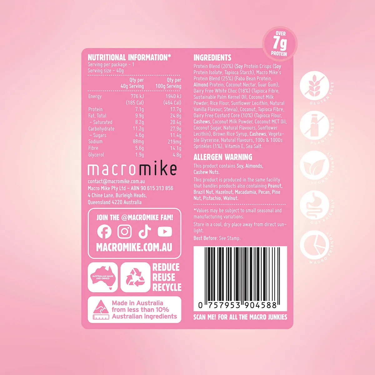 MACRO MIKE- Protein Indulgence Ball Birthday Cake-12x40g