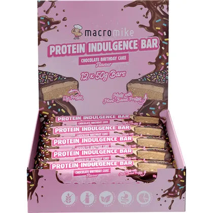 MACRO MIKE- Protein Indulgence Bar Chocolate Birthday Cake-12x50g