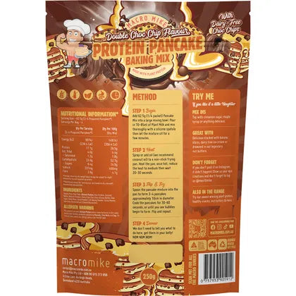 MACRO MIKE- Protein Pancake Baking Mix Double Choc Chip-250g