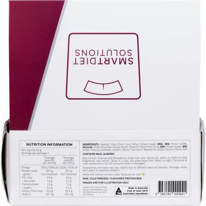 Smart Protein Bar- Raspberry White Chocolate Flavour Protein Bar-12x60g
