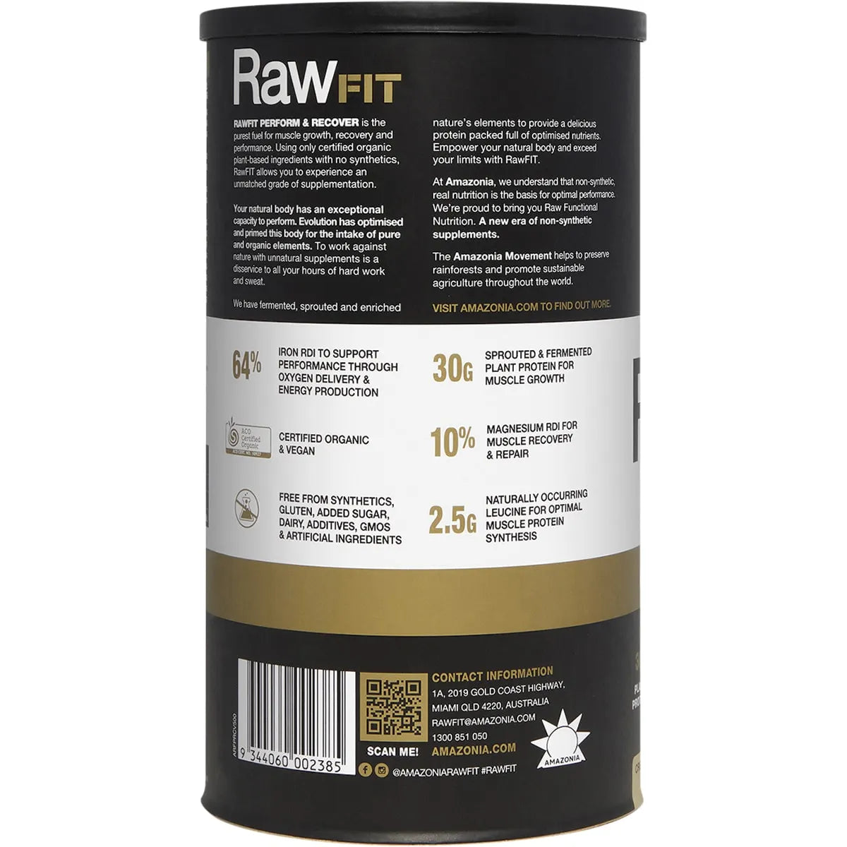Amazonia- RawFit Plant Protein Perform & Recover Creamy Vanilla-1.25kg