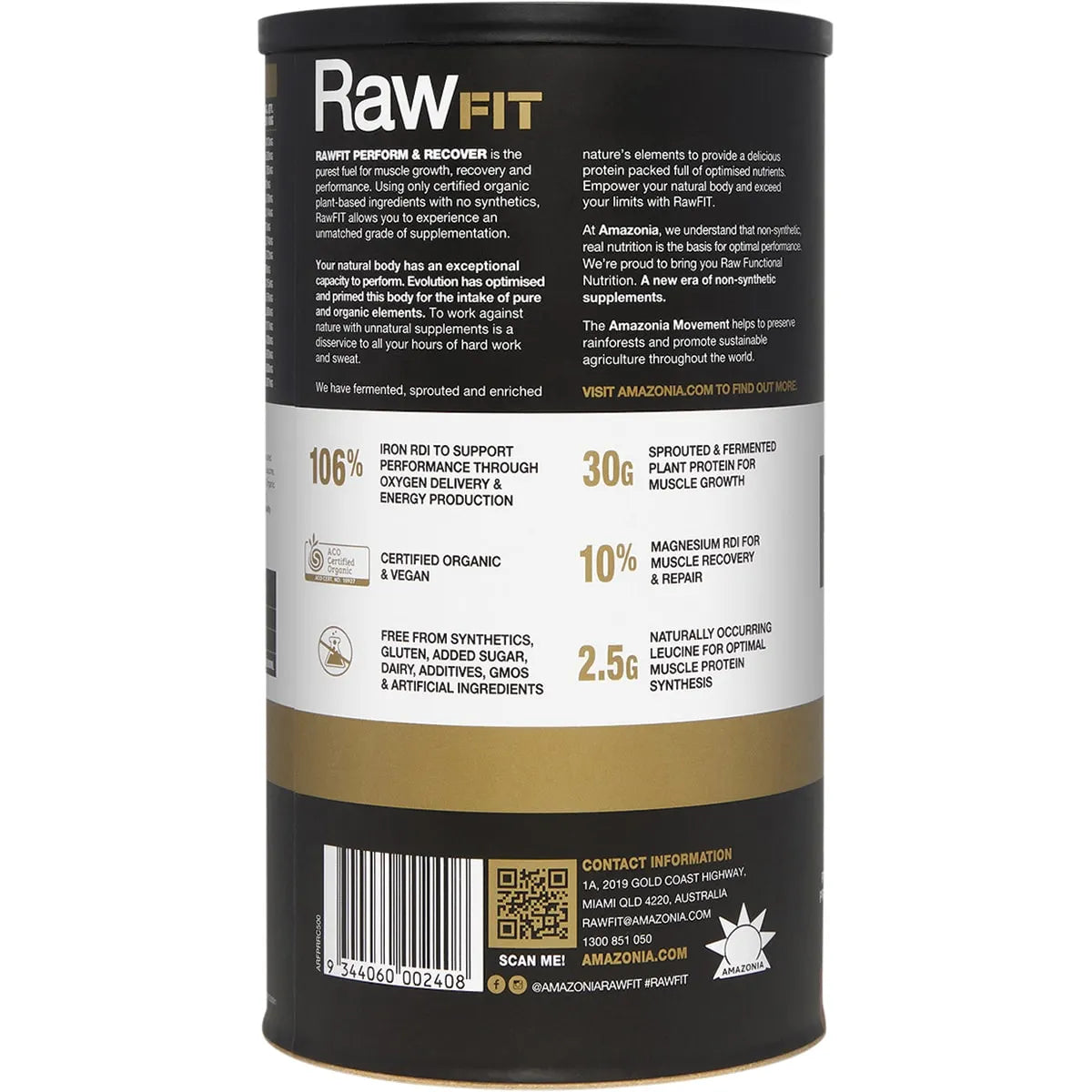 Amazonia- RawFit Plant Protein Perform & Recover Rich Chocolate-500g