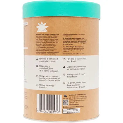 Amazonia- Raw Protein Collagen Plus Vanilla Maple-450g