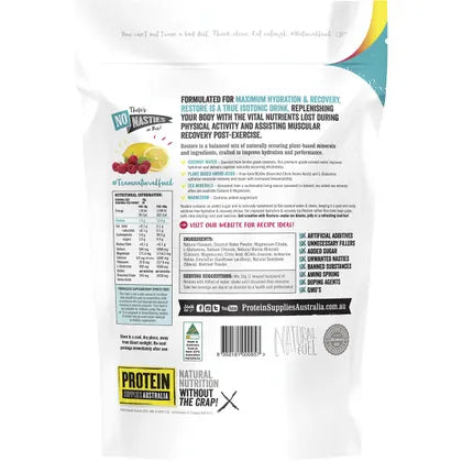 Protein Supplies Australia- Restore Hydration Recovery Drink Raspberry Lemonade-200g