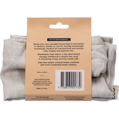 Ever Eco- Reusable Linen Bread Bag Zipper Closure 32x40cm