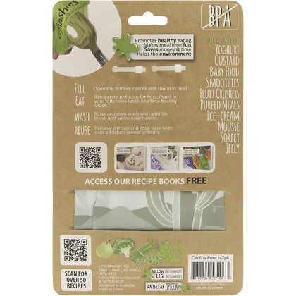 Little Mashies- Reusable Squeeze Pouch Cactus-2x130ml