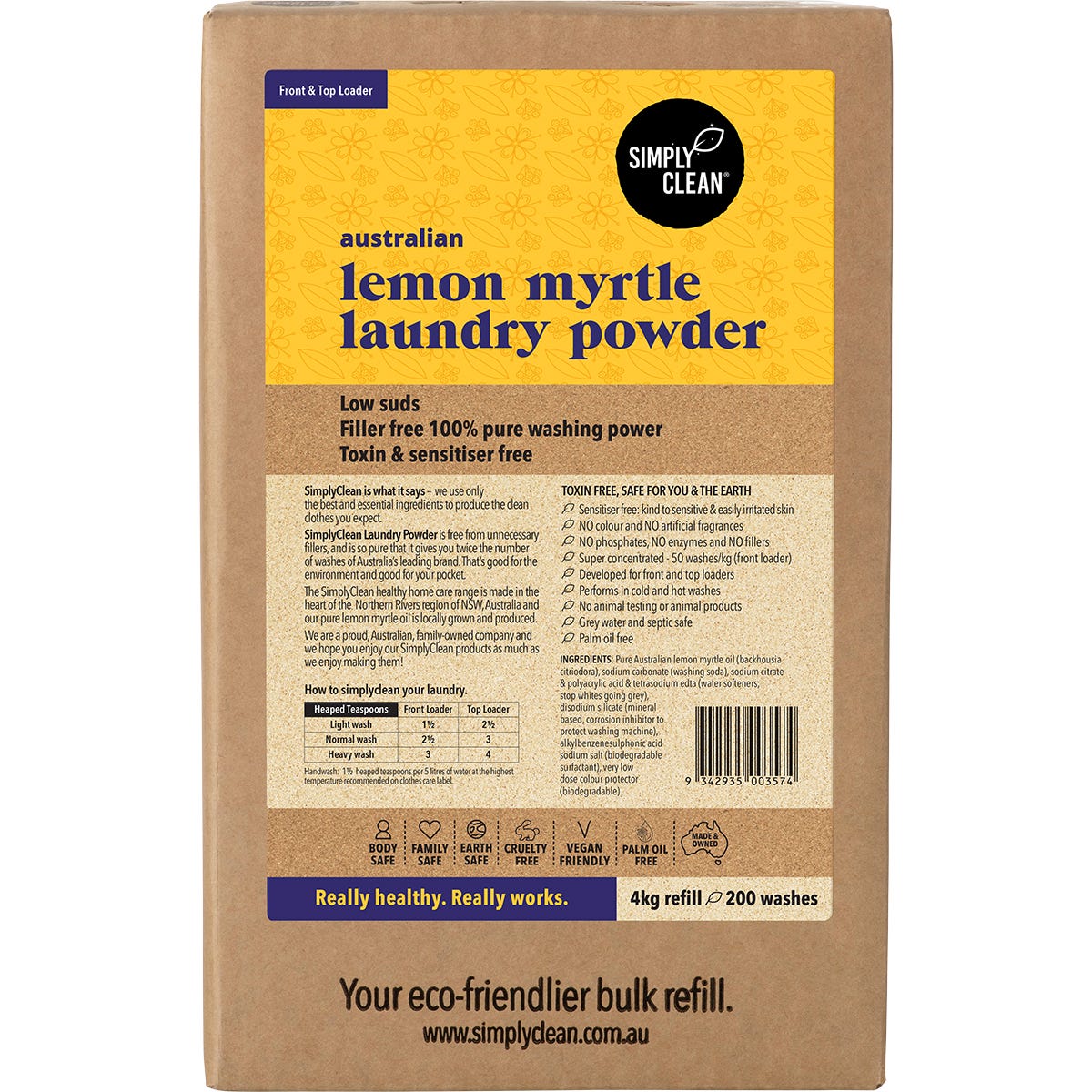 Simply Clean- Laundry Powder Lemon Myrtle-4kg