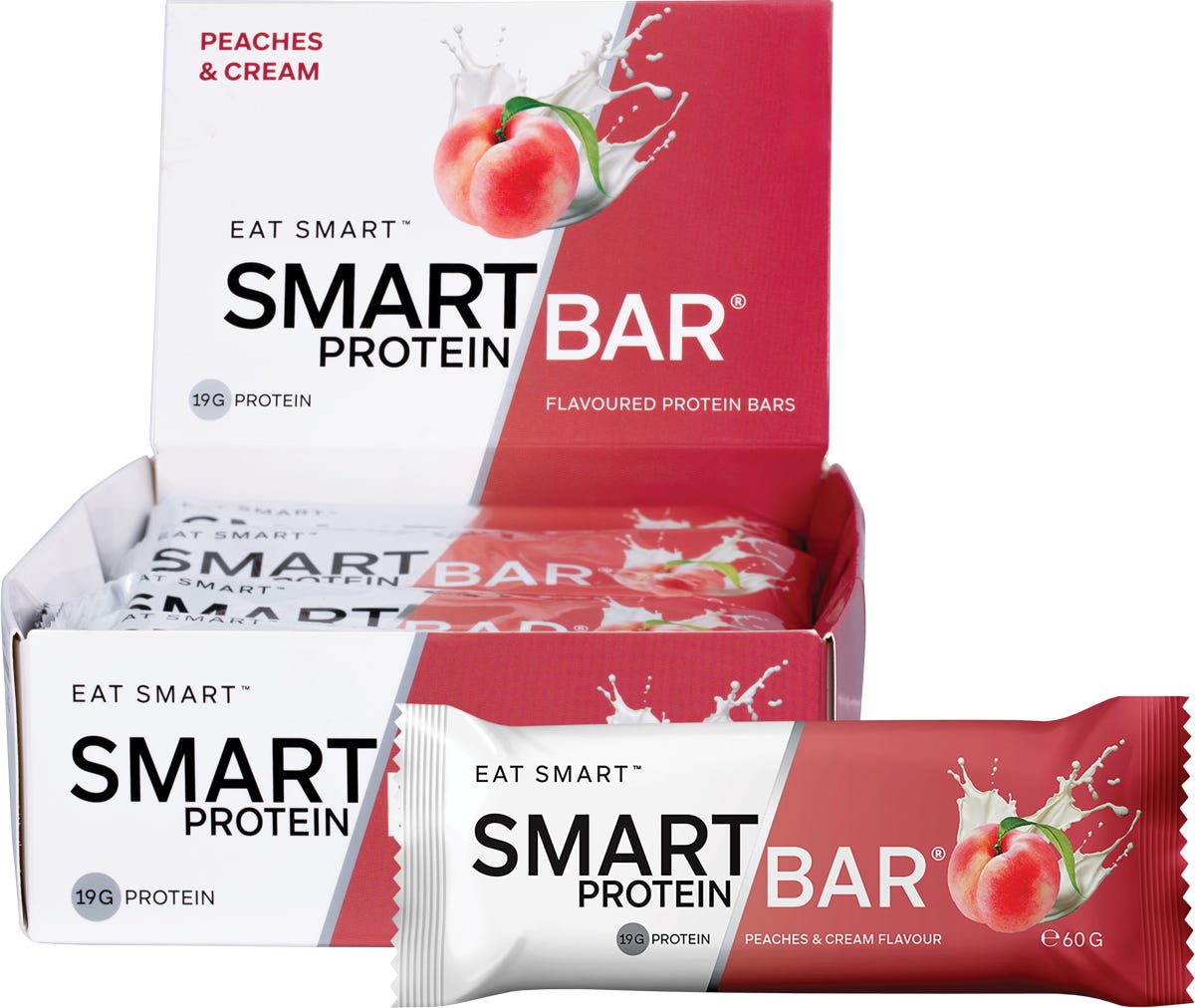 Smart Protein Bar- Peaches & Cream Flavour Protein Bar-12x60g
