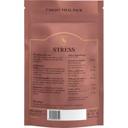 Ritua- STRESS Trial Pack Saffron Ashwagandha LemonBalm Reishi-14 Caps